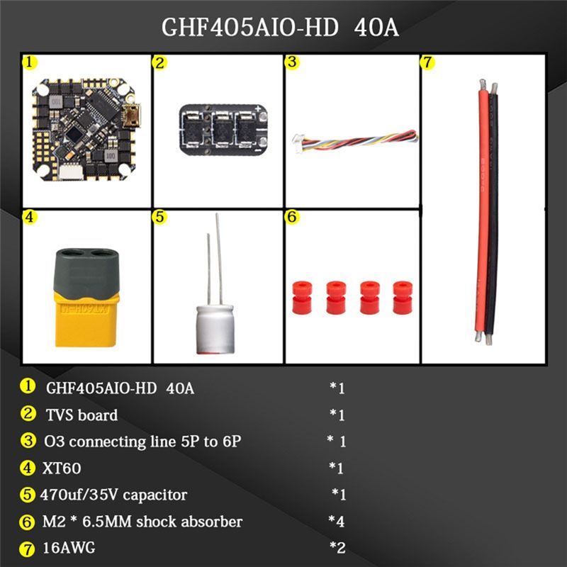 Drone Racing Esc - ABTI-GHF405AIO-HD 40A Pengontrol Penerbangan AIO F405